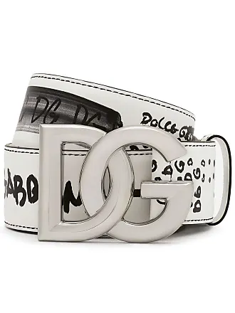 Dolce & Gabbana Gold Leather Silver Square Metal Buckle Men's Belt