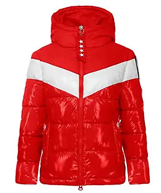 New Womens Coat Designer Winter Jacket Sexy Outerwear Red Cream