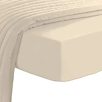 Pizuna Soft 400 Thread Count Cotton Twin Fitted Sheets Pure Beige 1pc, 100% Long Staple Pure Cotton, Soft Satin Fitted Sheet Fit Upto 15 inch Deep