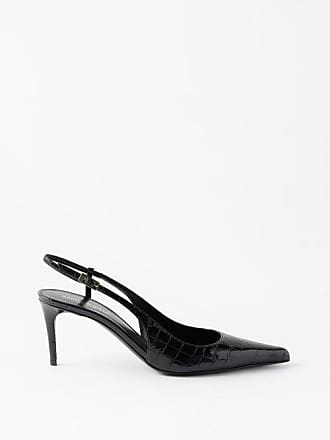 Raven 110 Leather Slingback Pumps in White - Saint Laurent