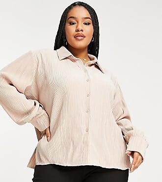 Outrageous Fortune Plus plisse shirt co ord in blush pink-White