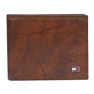 New Men's Tommy Hilfiger Leather Double Billfold Wallet Oxblood 31tl13x041 Black
