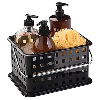 Clear iDesign Zia Storage Basket Made of Plastic Small Bathroom Storage Container with Handle 