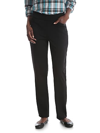 Black Twill Chic Classic Collection Women's Petite Cotton Pull-on Pant with Elastic Waist 8P