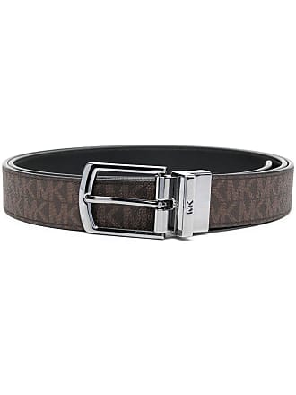 MICHAEL Michael Kors Reversible Faux Leather Belt with MK Logo Buckle, Black  and Silver Metallic, Large at  Women's Clothing store