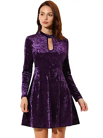 Zilcremo Women Deep V Neck Elegant Velvet Dress Bell Sleeve Lace