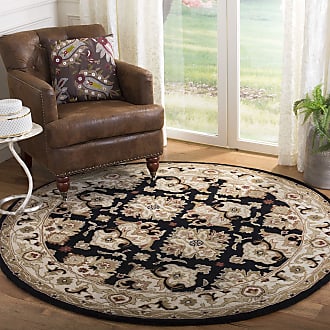 Safavieh Heritage Collection 36 x 36 Round Black/Ivory HG817A Handmade Traditional Oriental Premium Wool Area Rug