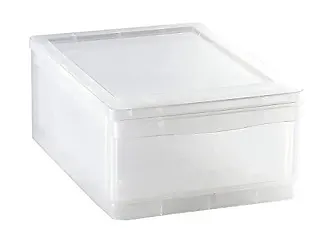 Lot de 9 boîtes de rangement en plastique transparent 24L empilables avec  couvercle clipsable WAVE BOX