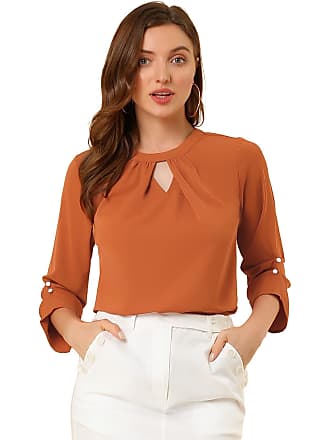 The Brown Lapel Polka Dot Ruched Blouse - Women's Polka Dot Short Sleeve V  Neck Top - Brown - Tops