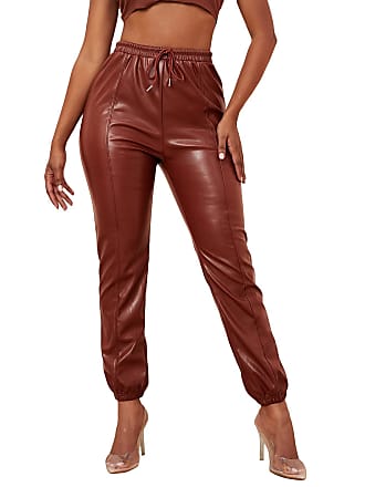 Dark Brown Pintucked-seam Leather Trousers Womens MATCHESFASHION Women Clothing Pants Formal Pants 
