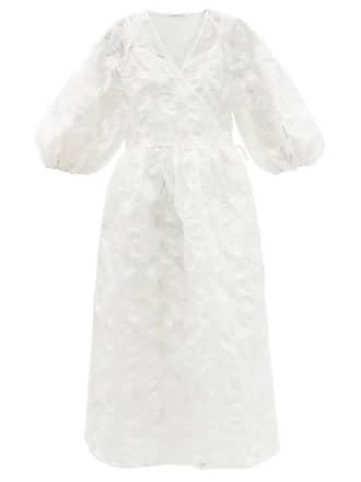 Cecilie Bahnsen Hella Puff-sleeve Cotton-blend Fil-coupé Dress - Womens - White