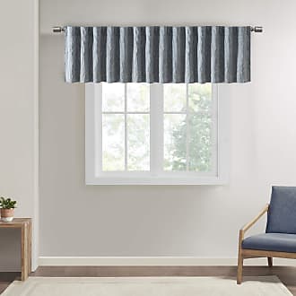 Madison Park Andora Embroidered-Rod Pocket Valance, Tree Small Faux Silk Valances for Window, 50X18, Blue