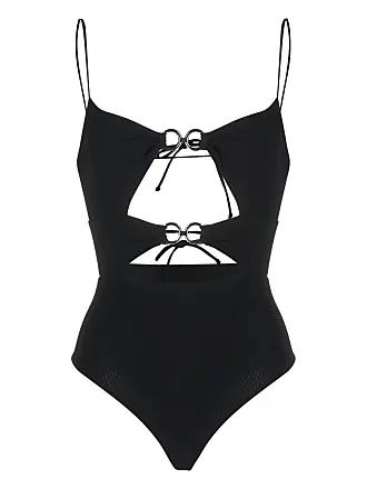 Plain Cut-Out O-Ring Swimsuit with Recycled Polyester Black