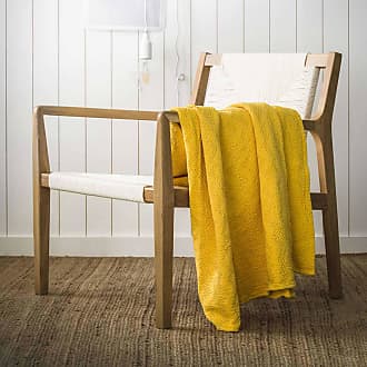 LucaSng Plaid 127 x 170 cm blanc couverture de canapé couverture de lit blanc couverture de pique-nique jaune moutarde couvre-lit Boho couverture confortable marron