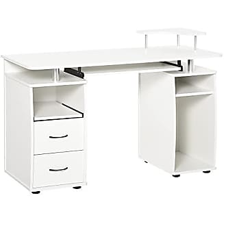 HOMCOM Computertisch mit 3 Ablagen für Büro Schlafzimmer Holz 100 x 60 x 75 cm weiß