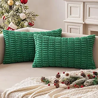 2 Packs Sage Green Decorative Throw Pillow Covers 20x20 Inch with Pom-poms  for Couch Bed Living Room, Farmhouse Boho Home Decor, Soft Corduroy Cute  Square Cushion Case 50x50 cm 