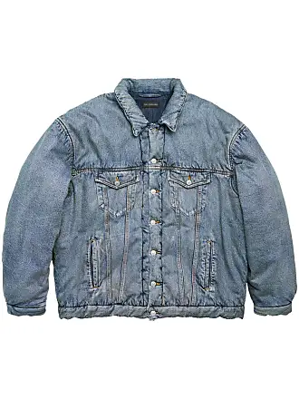 Balenciaga Oversized Asymmetric Padded Denim Jacket Blue