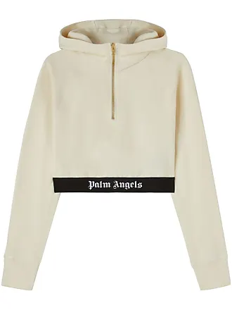 Palm Angels logo-print paint-splatter cotton hoodie - Neutrals