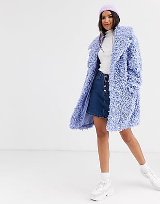 river island blue borg coat