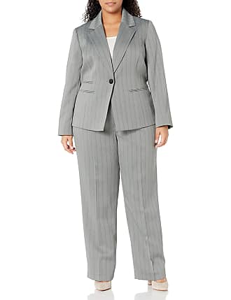 Le Suit Womens Plus Size 2 Button Shawl Collar Seamed Crepe Slim Pant Suit