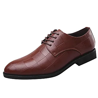 Sapato Oxford de Couro Masculino Textura Xadrez - Marrom