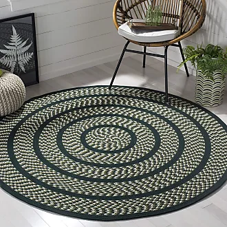 SAFAVIEH Braided Collection Area Rug - 4' Round, Aqua & Ivory, Handmade  Country Cottage Reversible Cotton, Ideal for High Traffic Areas in Living