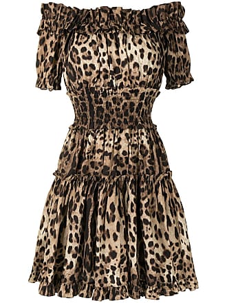 DOLCE & GABBANA Leopard-print flocked canvas mini dress