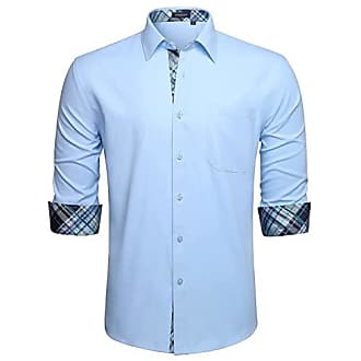 HISDERN Herren Hemd formelle Freizeithemd Businesshemden Freizeithemden Langarm Baumwolle Klassisch Regular Fit Hemden