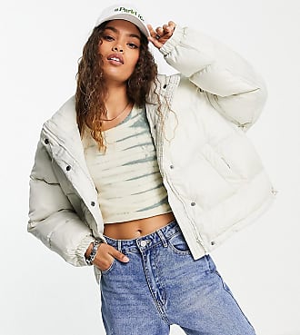 asos design petite oversized jersey hooded coat in cream