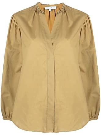 Vince long-sleeve cotton blouse - women - Cotton/Polyester - L - Yellow