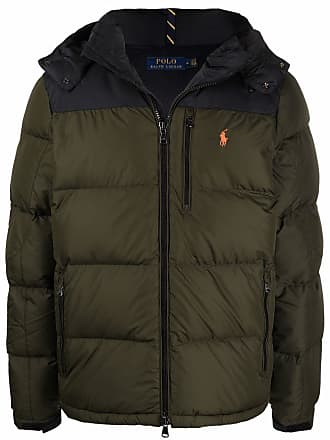 polo men's full zip hooded puffer jacket