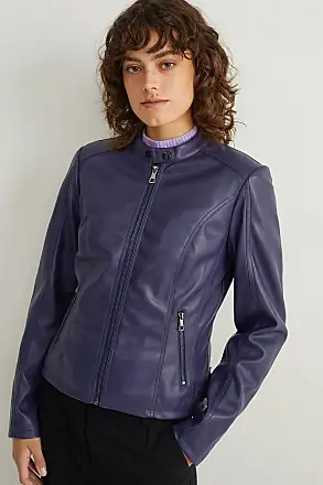 Chaqueta de cuero para mujer azul Versano 340, chaquetas de cuero