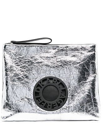 Karl Lagerfeld, K/archive Fan Mini Clutch Bag, Woman, Silver, Size: One Size