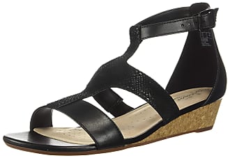 clarks black suede wedge sandals