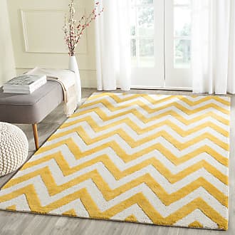 Safavieh Cambridge Collection 5 x 8 Gold / Ivory CAM139Q Handmade Chevron Premium Wool Area Rug