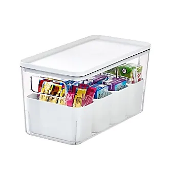 iDesign Linus Plastic Storage Bin with Handles for Kitchen, Fridge, Freezer, Pantry, and Cabinet Organization, BPA-Free, Clear