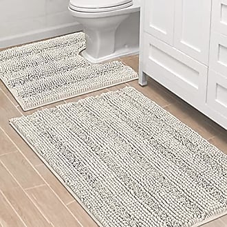H.VERSAILTEX 3 Piece Thick Striped Bath Rugs Set for Bathroom Non Slip Soft  Absorbent Bath Mat for Tub, Shower and Toilet