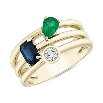 Blue Nile Faux Stacking Ring with Sapphire, Emerald and Diamond in 14k Yellow Gold