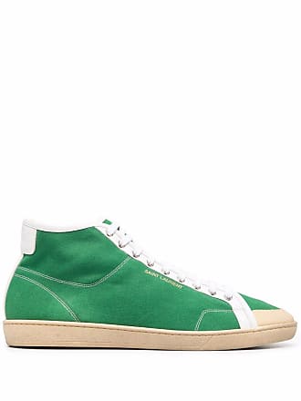 Saint Laurent mid-top lace-up sneakers - men - Calf Leather/Fabric/Fabric/Rubber - 40 - Green