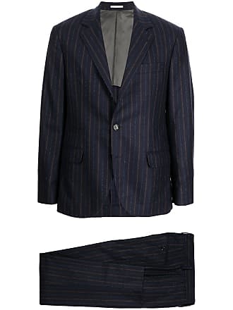 Brunello Cucinelli stripe-print two-piece suit - men - Silk/Wool/Cashmere - 48 - Blue