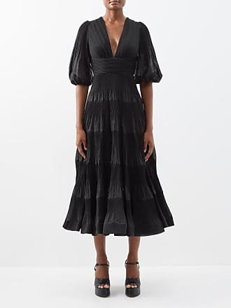 Zimmermann V-neck Pleated Jersey Midi Dress - Womens - Black