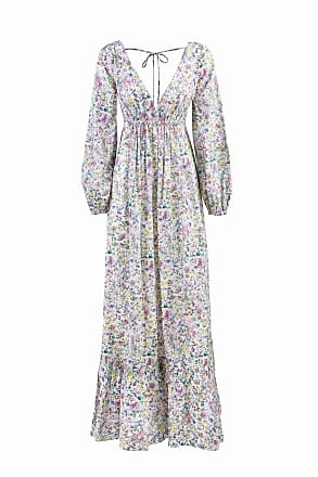 MargheritaB Caftan White Background Flower, Size: 44