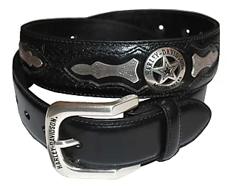 Harley-Davidson Men's Embossed Crosswind Leather Belt, Black