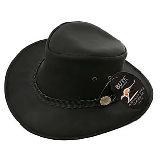 Hawkins Black Leather Australian Cowboy HAT 