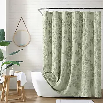 Peri Home 100% Cotton Fabric Shower Curtain for Bathroom, 72 x 72 inches, Sage Chenille Laurel