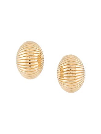 Gold Celine 3D Rectangle Logo Clip on Earrings