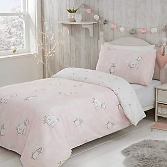 Sleepdown Parure de lit réversible avec Housse de Couette et taie d/'oreiller Motif Père Noël 135 x 200 cm Blanc Simple Polycoton