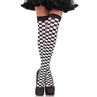Leg Avenue women halterless stockings black and white checked size about 36 to 40