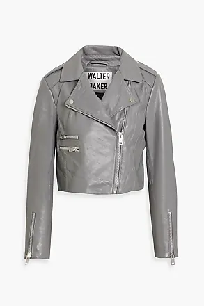 Grey leather jackets for on sale ladies