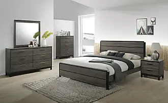 Roundhill Furniture Stout Panel Bedroom Set with Bed, Dresser, Mirror, Night Stand, Chest - Queen